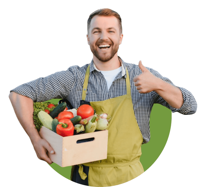 Farmer with vegetables